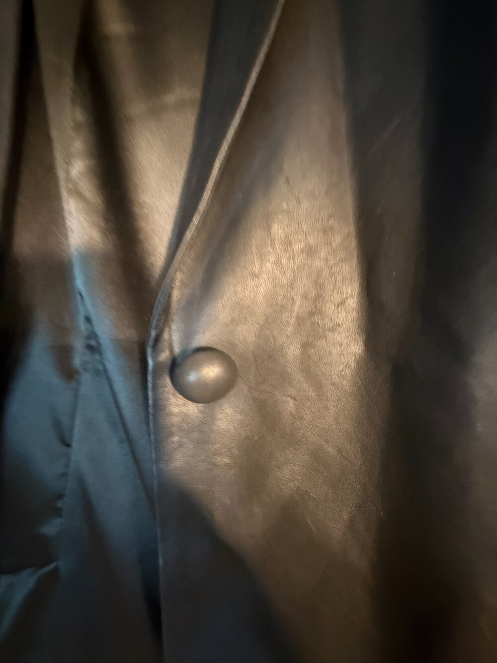 Blank NYC Black Faux Leather Blazer | Single Button | Vegan Leather | Size Small - Picture 9 of 11